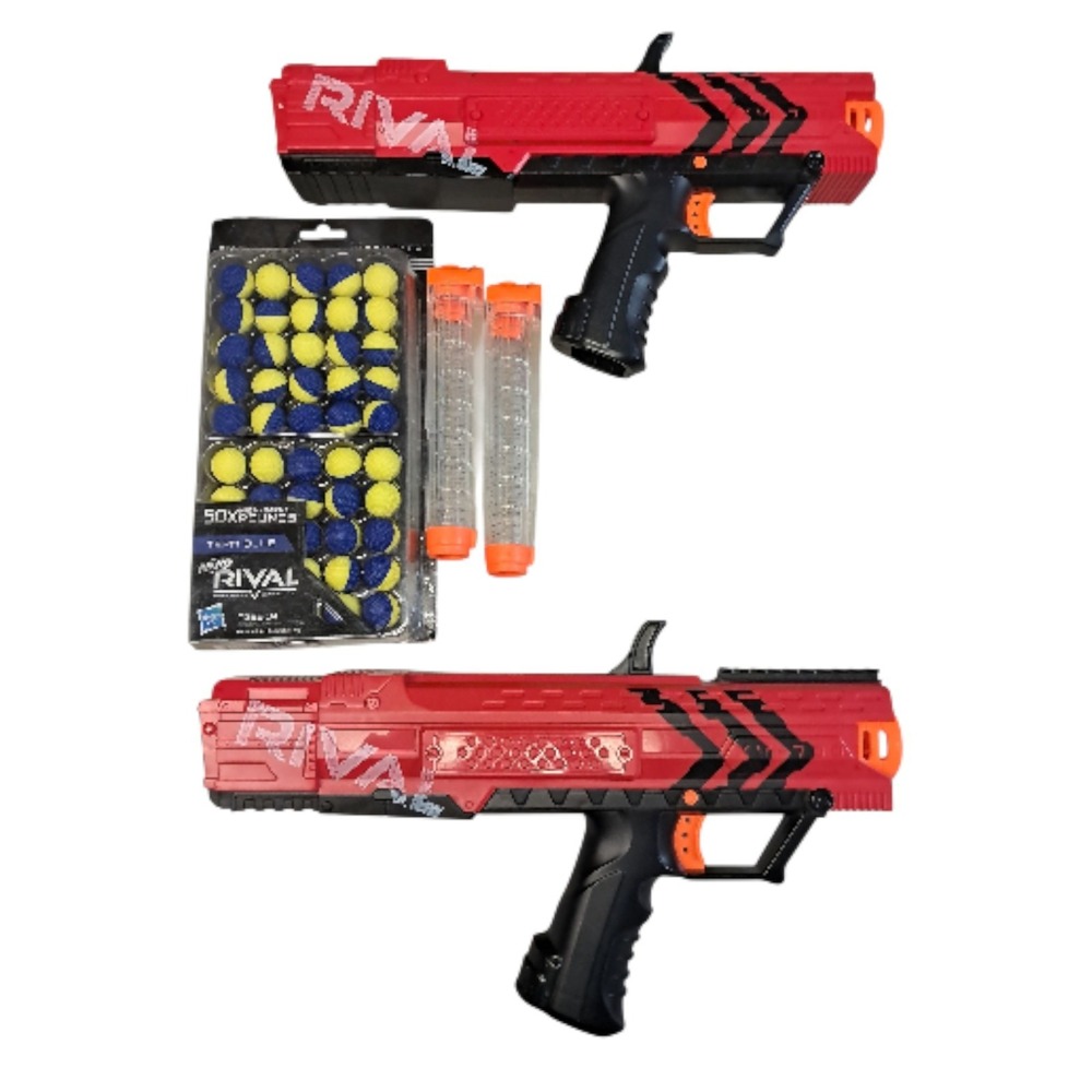 Lot 2 Nerf Rival Apollo XV-700 Blue Blaster Dart Gun W Clip Magazine Cartridge